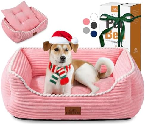 Zerbuger 30in Pink Rectangle Cat Dog Bed Machine Washable Sleeping Sofa