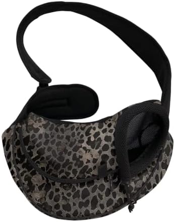 COEQINE Small Dog Crossbody Sling Bag for Walking Carrier Bags,Gray Leopard