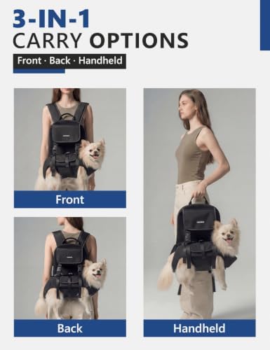 Dog Backpack Carrier(5-10lbs), Pet Lift Carrier for Small Medium Dogs, Breathable Mesh Comfortable Adjustable Straps, Lightweight Travel Backpack for Pet Disabled, Injuries, Hiking, Walking