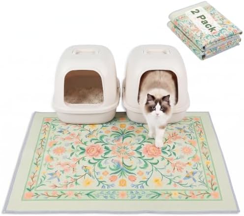 Bienbee Cat Litter Mat, 2 Pack 28" x 20" Machine Washable for Litter Boxes