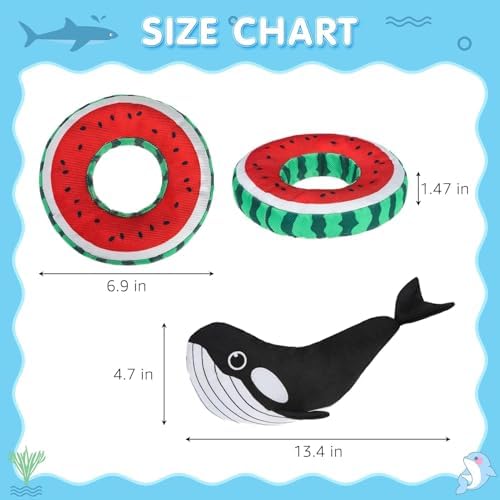 SCENEREAL Floating Dog Pool Toys for Water Fetch, 2 Pack Squeaky Dog Toys for Training, Interactive Summer Outdoor, Whale & Donut Shape Pet Chew Toy for Large Small Medium Dogs