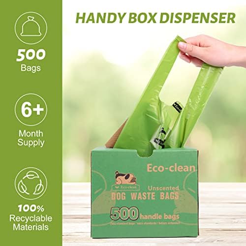 ECO-CLEAN Dog Poop Bags with Handle, 500 Count, Extra-Thick