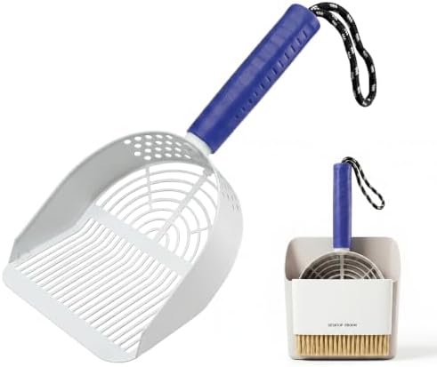 Cat Litter Scoop with Holder, 3 in 1 Metal Kitty Scooper