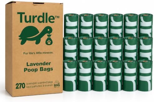 Turdle Compostable Dog Poop Bags Rolls, Lavender Scented, 270 Count