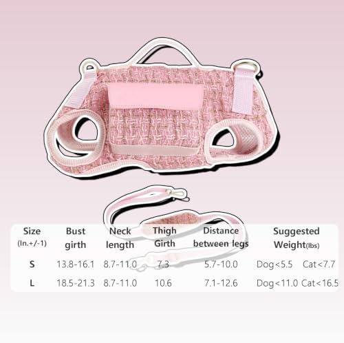 Cat Puppy Carrier Crossbody Bag (Pink Tweed Bag+Strap 2pc,Small)