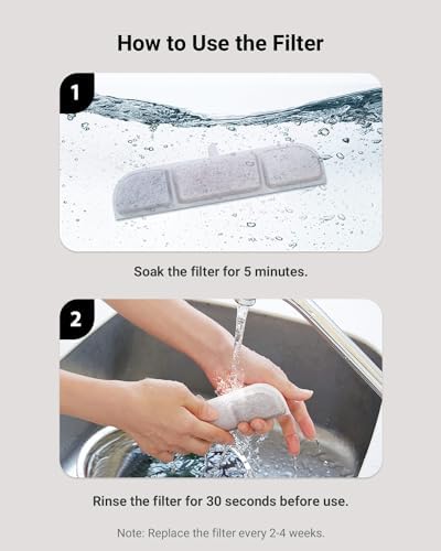 DownyPaws 6 Packs Replacement Filters for Battery Operated Cat Water Fountain DPWFP6, 3 Months Set of Replacement Filters