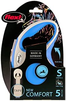 Flexi New Comfort Tape Grey & Blue Small 5m Retractable Dog Leash/Lead for Dogs up to 15kgs/33lbs