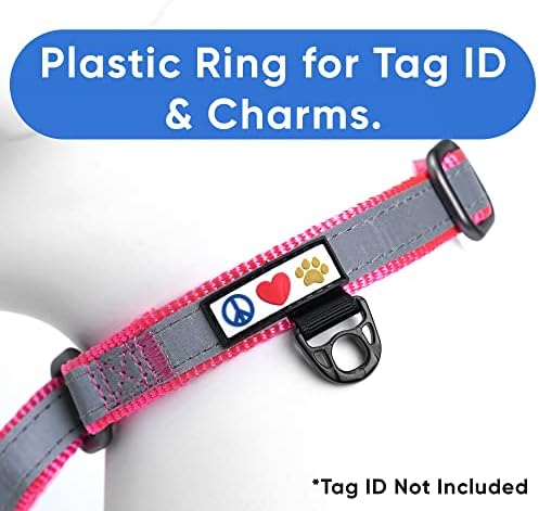 Pawtitas Customized Martingale Dog Collar Reflective Reflective Dog Collar Embroidered Personalized Name Phone Number Adjustable for Puppies Small Medium Large Size Dogs Large Pink