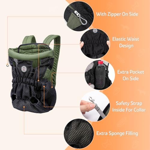 Dog Backpack Carrier Small Dog Backpack, Pet Dog Front Backpack Legs Out Dog Chest Carrier for Small Dogs, Cat Backpack Carrier Dogs Travel Back Pack Hands-Free Hiking Bike Motorcycle (Size:11–19 lbs)
