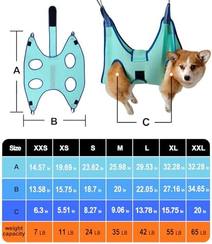 Kkiimatt Dog Grooming Hammock,Medium - Large Hanging Harness Holder for Nail Clipping,Nail Trimming Hammock for Pet,Grooming Sling Hanger Restraint for Claw Care