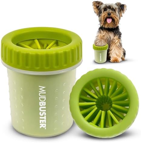 Dexas MudBuster Small Dog Paw Cleaner, Green, For Paws up to 2 inches Wide, Gentle Silicone Bristles for Quick, Easy Cleaning (Pack of 6)