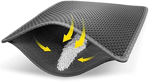 LeToo Cat Litter Mat Large 30 x 24 in No Phthalate Non-Slip Urineproof Grey