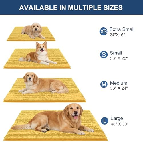 OLANLY Dog Door Mat for Muddy Paws 36x24, Extra Absorbent Chenille Mud Mat