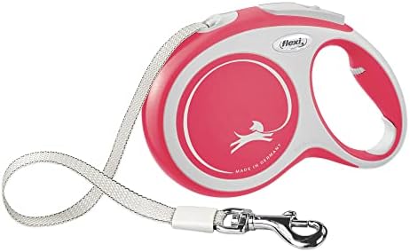 FLEXI New Comfort Tape Retractable Dog Leashes for Large Dogs Upto 110 lbs. – 26 ft., Red/Pastel | Tangle Free Pet Walking Leash with One-Handed Brake, Pause, Lock|German Quality Product