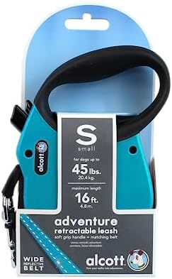 Alcott Adventure Retractable Reflective Belt Leash, 16' Long, Small for Dogs Up to 45 lbs
