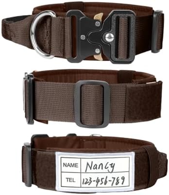 Tactical Dog Collar with Handle(Dark Brown, XL)