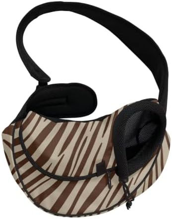 COEQINE Brown Zebra Print Pet Backpack Carrier for Dogs Small Size