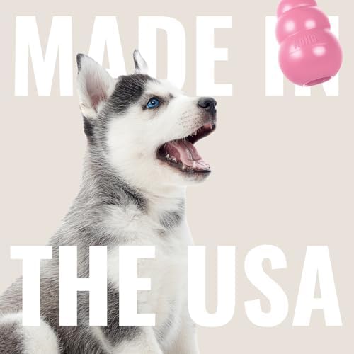 KONG Puppy - Natural Teething Rubber Chew Toy for Dogs - Stuffable Dog Toy for Extended Playtime - Chew & Fetch Toy for Puppies - for XS Puppies - Pink (Pack of 3)