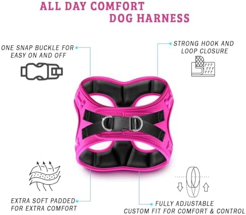 Comfort Fit Dog Harness Soft Padded No Pull Harness with Adjustable Buckles for Small Medium Large Dogs Step in Pet Vest with Easy Control Handle for Walking Jogging Running Training Dogs & Puppies