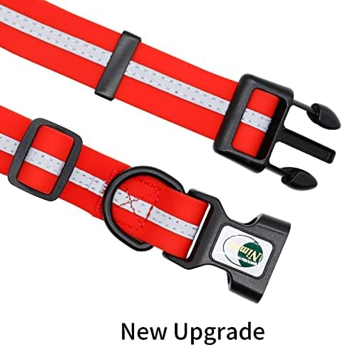 Nimble Reflective Waterproof Dog Collar Adjustable Odor Resistant Easy Clean Pet Collar for Small Medium Large Dogs Night Walking Outdoor Rainy Use (Medium (11.81”-18.5”inches), Candy Red)