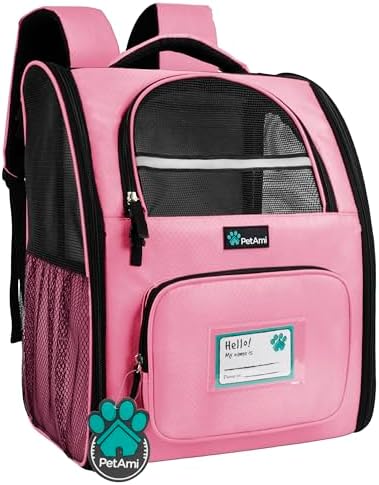 PetAmi Dog Backpack Carrier Airline Approved Cat Pet Puppy Bag, Pink