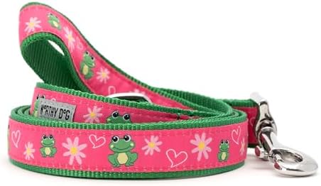 THE WORTHY DOG Fun Patterns Stylish Dog Leash, 5ft Length, Frogs