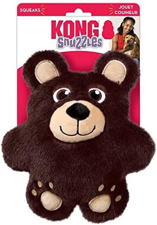 KONG Snuzzles Dog Toy, Plush Squeaker, Crinkle Sounds, Soft Durable Indoor Play (Bear, Medium)