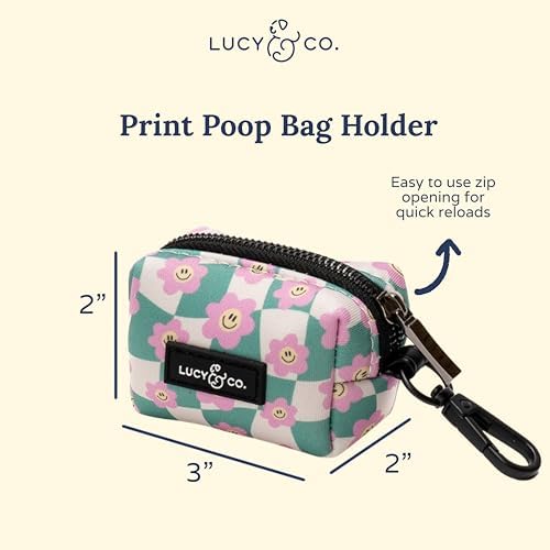 Lucy & Co. Just Chill Dog Poop Bag Holder and Dispenser, Clips to Leash, Water-Repellent Neoprene, Includes Refill Roll