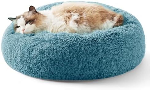 Bedsure Calming Cat Beds Donut Round Washable Kitten Bed,20 inches