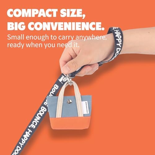 Dog Poop Bag Holder for Leash with 1 Waste Bag Roll, Canvas, Beige Handle