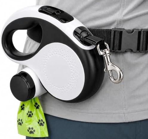 Hands-Free Retractable Dog Leash with Waist Belt, 16FT Extendable Strap