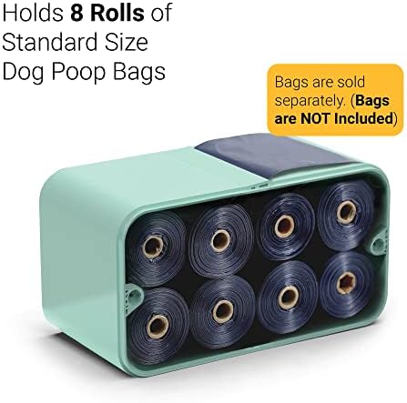 SVD.PET Dog Poop Bag Dispenser, Wall Mount Waste Bag Dispenser with Magnetic Lid Holds 8 Rolls of Waste Bags, Indoor/Outdoor Wall mount or Place on the Table (Spearmint, Dispenser only))