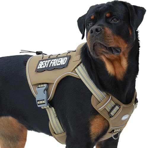 AUROTH Tactical Harness for Large Dogs No Pull Adjustable Pet Harness Reflective K9 Working Training Easy Control Military Service Pet Vest Army Yellow XL