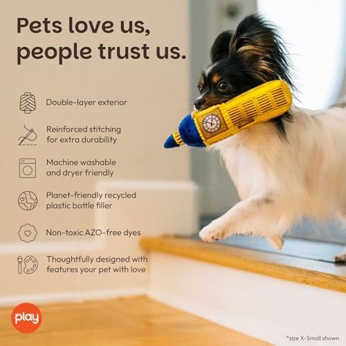 P.L.A.Y. PET LIFESTYLE AND YOU P.L.A.Y. Cute Plush Dog Toys - Totally Touristy Landmark Themed Durable Squeaker Chew Toy, Great for Puppies Dogs - Machine Washable (Big Ben, X-Small)