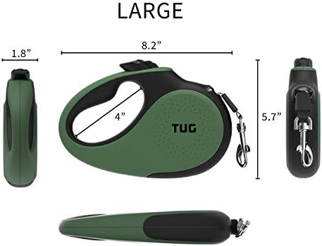 TUG Original Retractable Dog Leash, 16 ft (Large, Green)