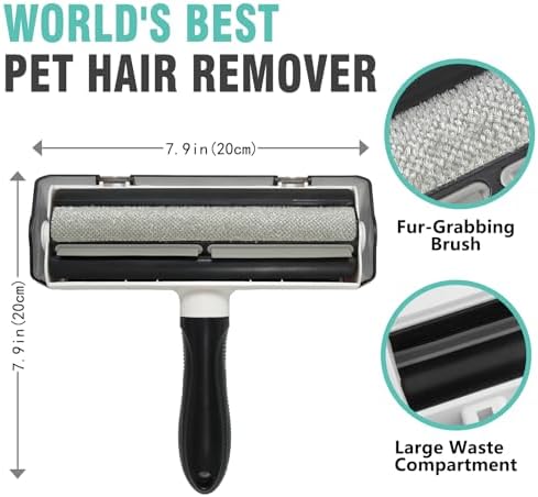 Pet Hair Remover, Roller, Remove Dog Hair and Cat Hair Easily (Black)