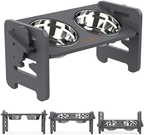 Vantic Elevated Dog Bowls, Raised Dog Bowl Stand Adjustable Small, Gray
