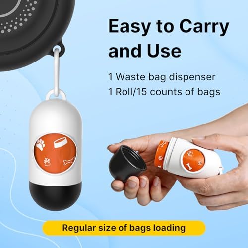10Ft Retractable Dog Leash with Chew-Proof Steel Cable, 360° Tangle-Free, Built-in Poop Bag Dispenser, Ergonomic Comfort Grip Handle for Small Medium Dogs Up to 60lbs