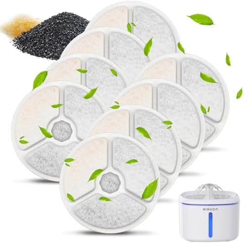 Cat Water Fountain Filter Replacement: 8Packs Cat Fountain Filter-Suitable for AIAUON 84oz/2.5L Pet Cat Fountain W01