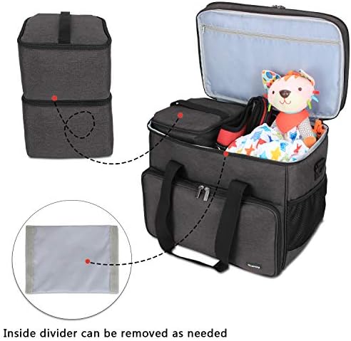 Teamoy 2 Layer Dog Travel Bag, Pet Supplies Weekend Tote Organizer, Black