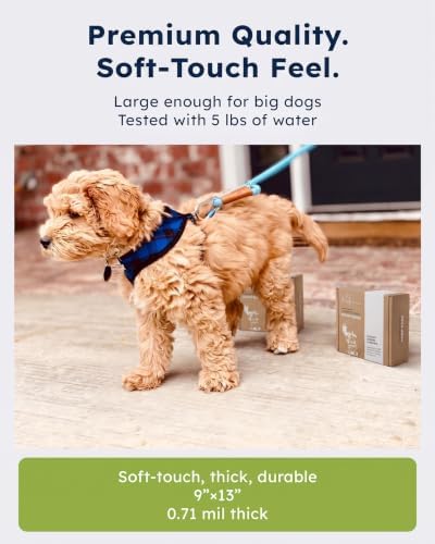 Wooflinen Certified Home Compostable Dog Poop Bags – Leak-Proof Rolls – Large 9x13”, Durable, Easy Tear – Made from Corn Starch + PBAT Blend – For Big & Small Dogs – 240 Bags (16 Rolls)