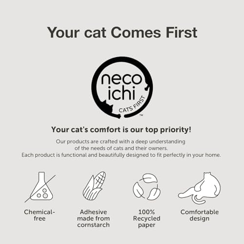 Necoichi Cardboard Cat Scratcher Bed for Indoor Cats - Cat Scratching Board (18" King, a.Oak Lounge)