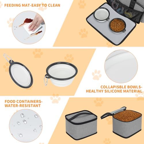 TORIBIO Large Dog Travel Bag for Supplies with Food Bowl