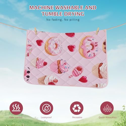 IEUUMLER Washable Pee Pads for Dogs, 2 Pack Cake Pattern Reusable Waterproof Puppy Potty Pads, Non-Slip Absorbent Pet Training Pads for Playpen Crate Bed EU015 Pink Cake, 36x36