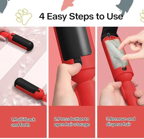 PAKEWAY 2 Pack Pet Hair Remover for Couch & Carpet, Reusable Lint Roller with Self-Cleaning Base, Dog & Cat Fur Remover, Portable Hair Removal Tool