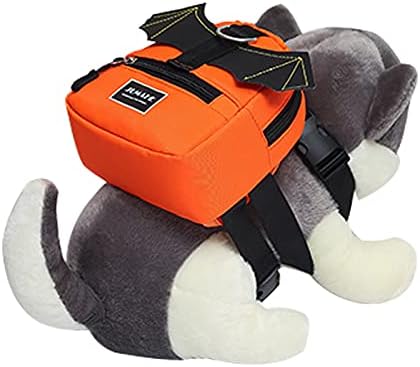 Dog Adjustable Backpack Pet Harness Bag Saddlebag Snack/Water Bottle Bag for Outdoor Travel Hiking Camping Orange One Size CWBAG003-OE 0