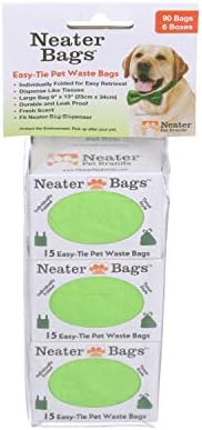 Neater Pet Brands Neater Bags Dog Waste Bag, No Rolls to Fuss With - Dog Poop Bags Dispense One at a Time, Doggie Poop Bag with Easy-Tie Handles (90 Count)