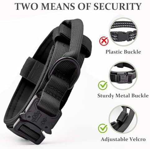 Tactical Dog Collar Leash Set, Adjustable Military Training Collar, Black M