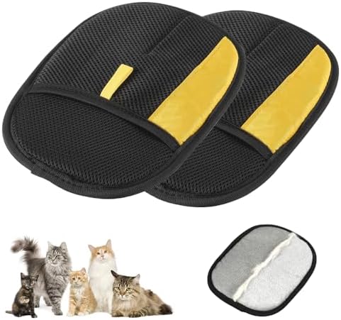2025 Thickened Strong Pet Hair Removal Glove for Cats & Dogs, Electrostatic Gloves for Pet Grooming, Reusable Quick De-Shedding Gloves for Couch, Clothing, Carpet, Furniture, Car Seats (2pcs)