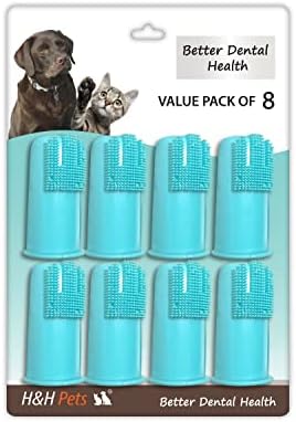 H&H Pets Dog Finger Toothbrushes - Professional Pet Finger Dental Brush Set for Dogs Puppies Cats, Soft Bristles, Size Large 8 Count